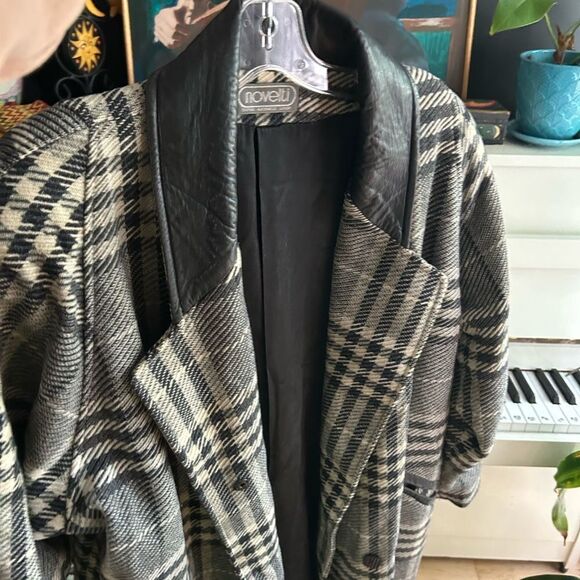 Novelti Plaid Trench Coat - Black and White Winter jacket XL - Picture 11 of 16